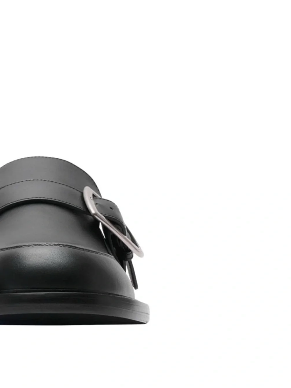 Burberry Black Leather Buckle Monk Strap Loafers with Blue Insole